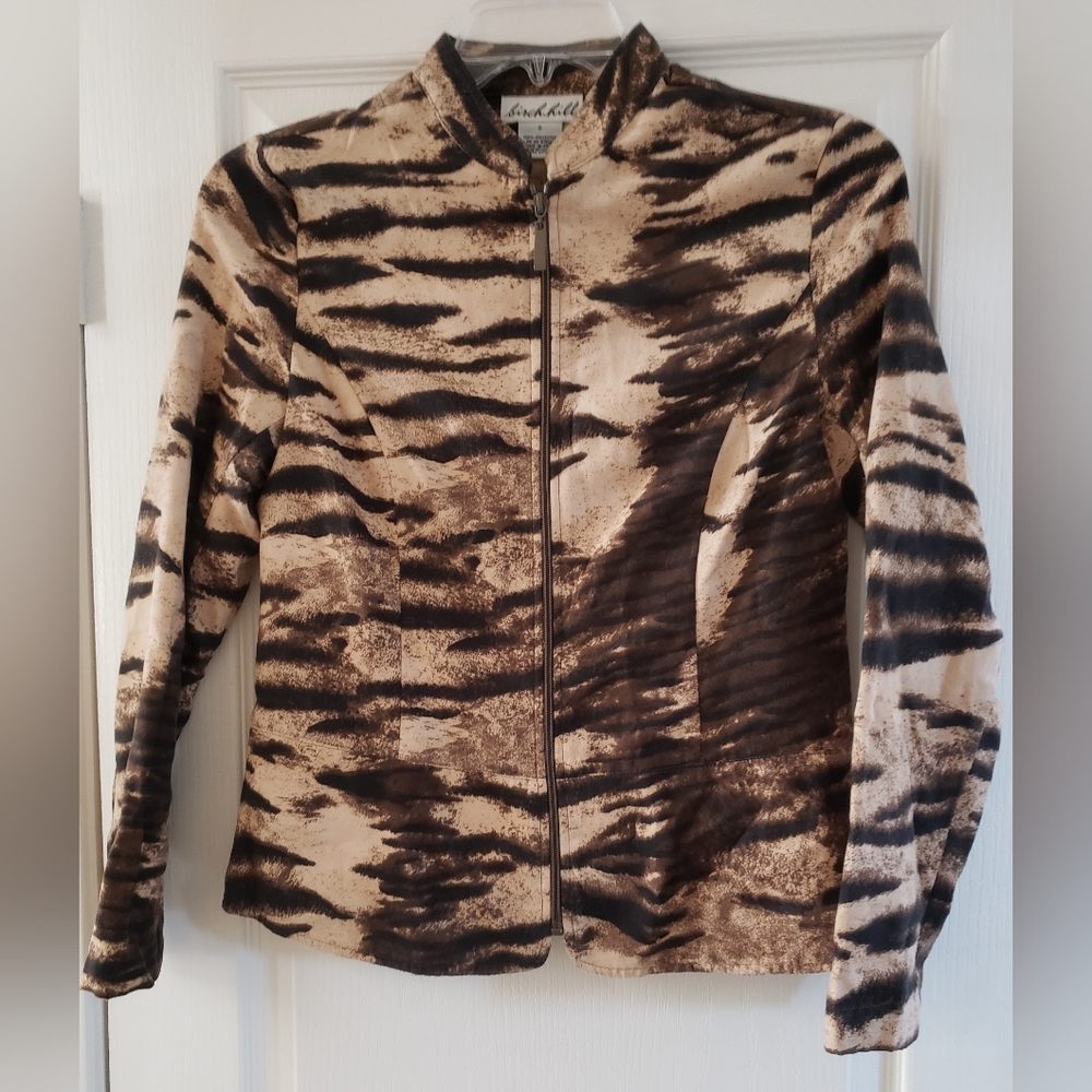 Birch Hill Animal Print Zip Front Jacket- Size Small